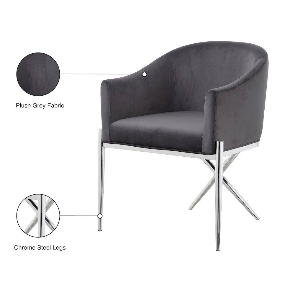 Plush Grey Fabric  
Chrome Steel Legs