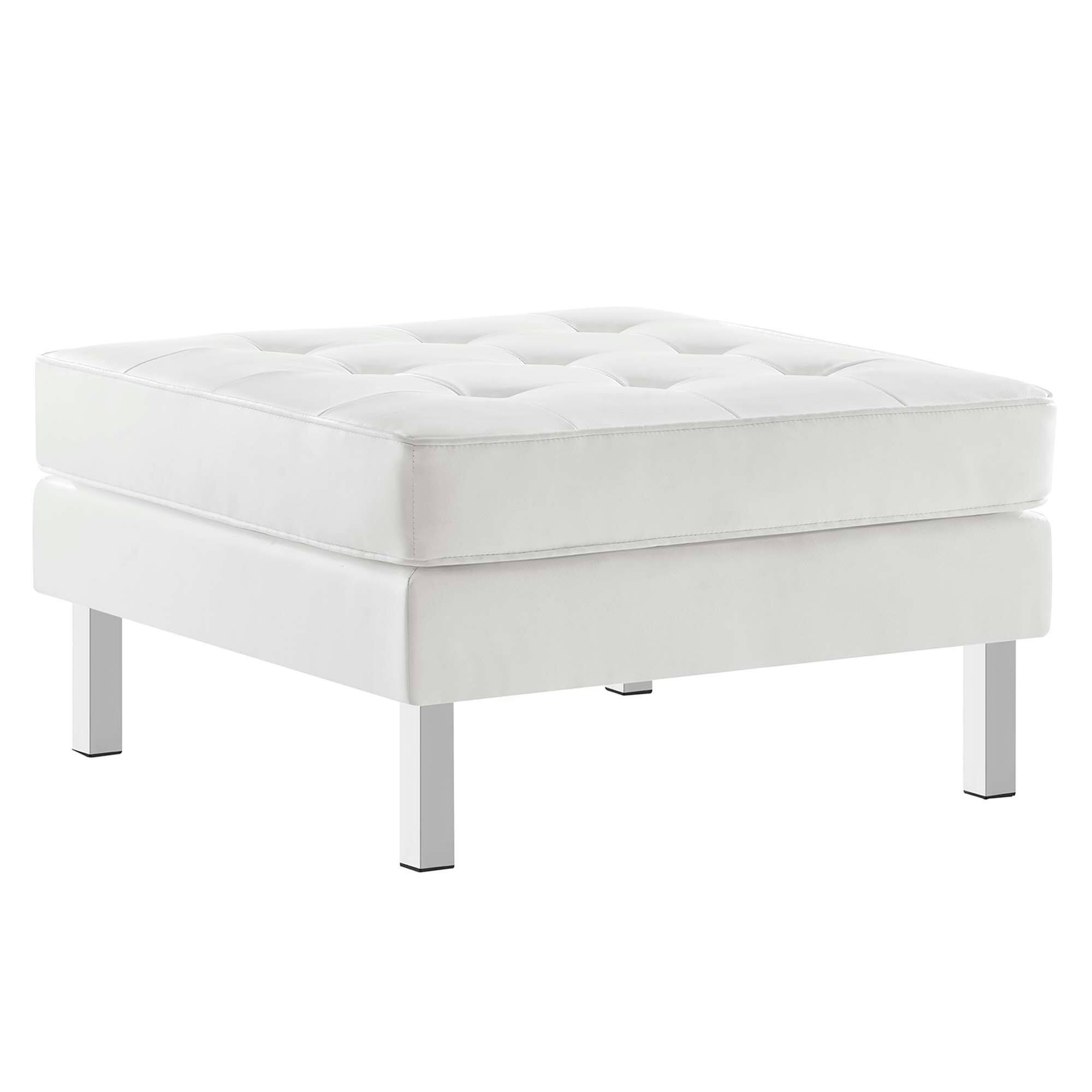 Alt View 3. Modway - Loft Tufted Vegan Leather Armchair and Ottoman Set by Modway - White.
