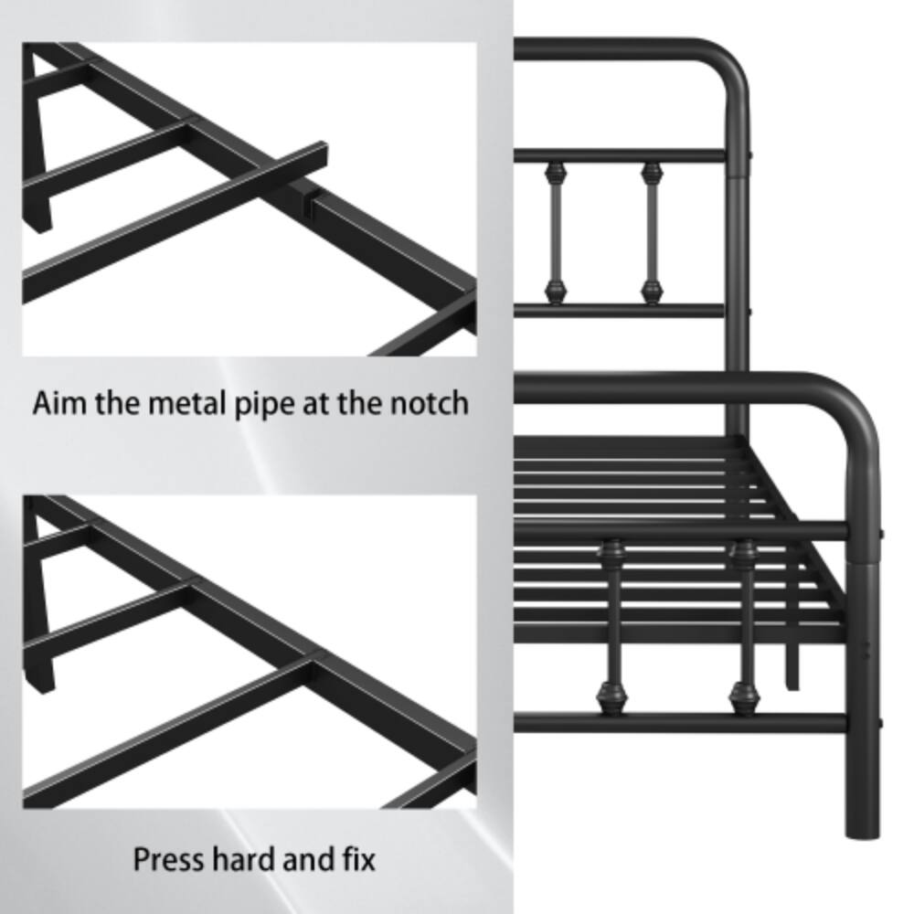 Aim the metal pipe at the notch  
Press hard and fix