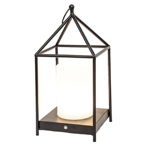 Front. BreeBe - Black Metal Open Air Tri-Function LED Lantern - 16" - Black.