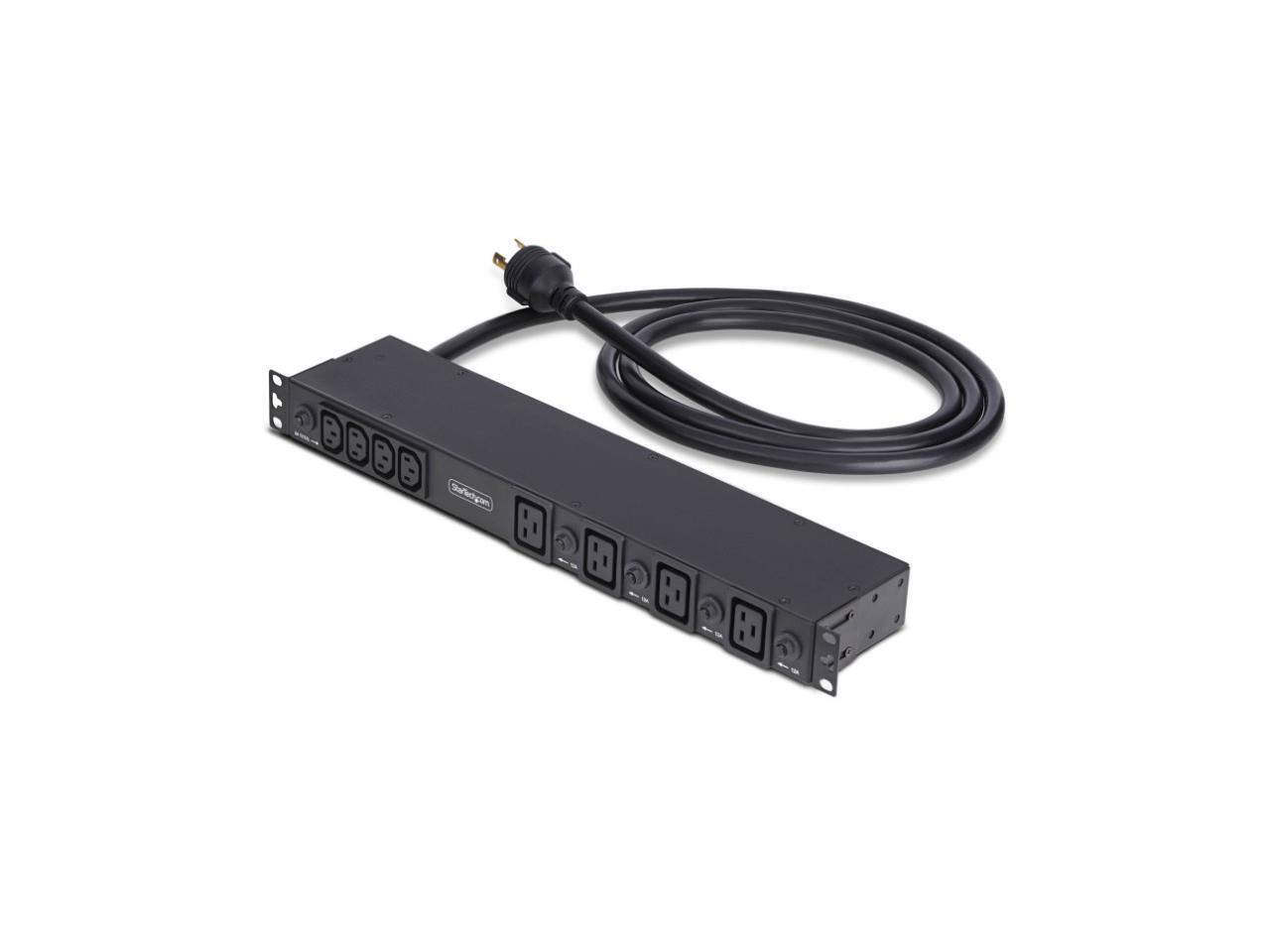 Alt View 1. StarTech.com - StarTech 20-Outlet 1U Rackmount PDU, 16x C13 + 4x C19, NEMA L6-30P, 30A/240V, UL-Listed, TAA - Black.
