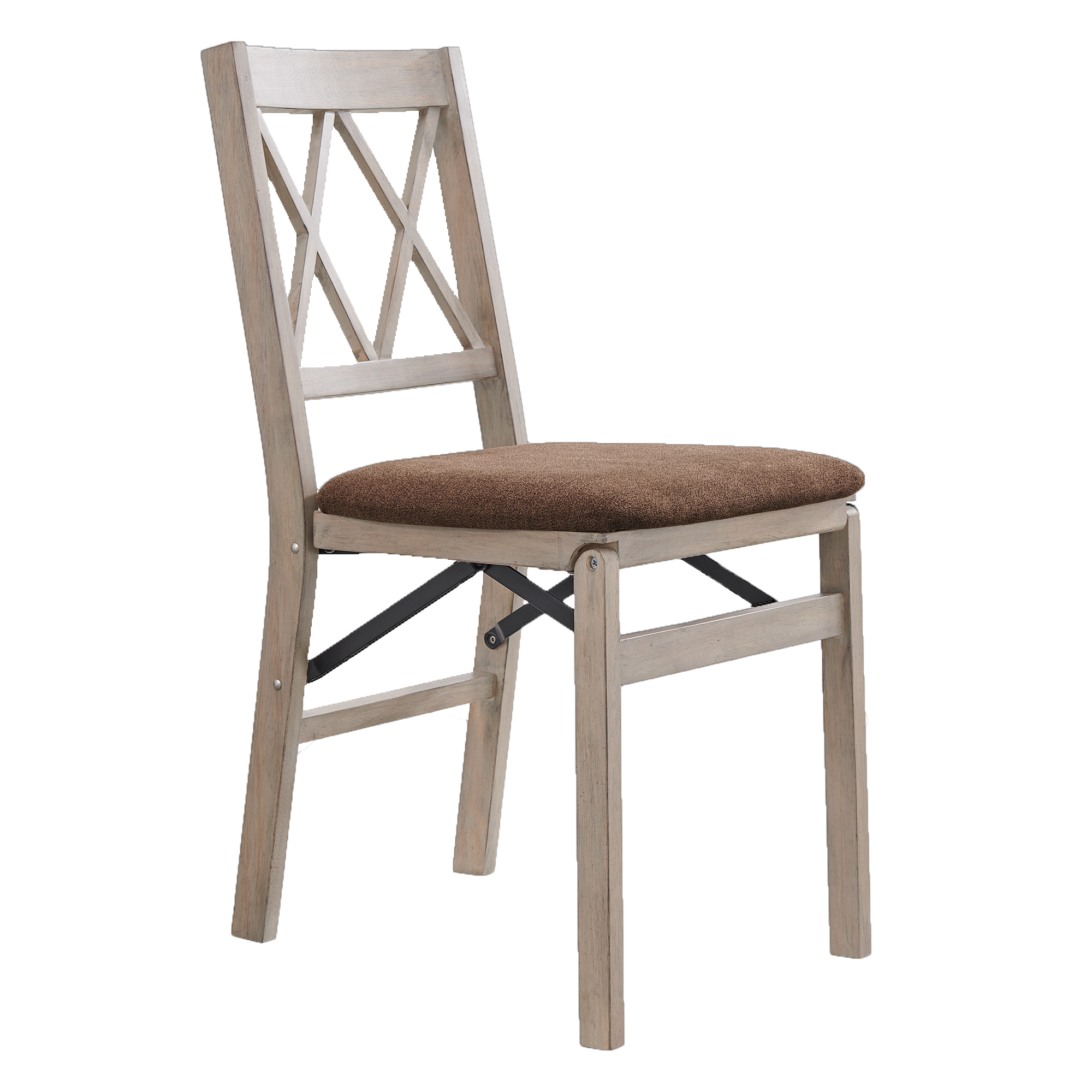 Angle. Stakmore - Stakmore Double X-Back Folding Chair, Driftwood Frame with Bravado Aztec Fabric - Gray.