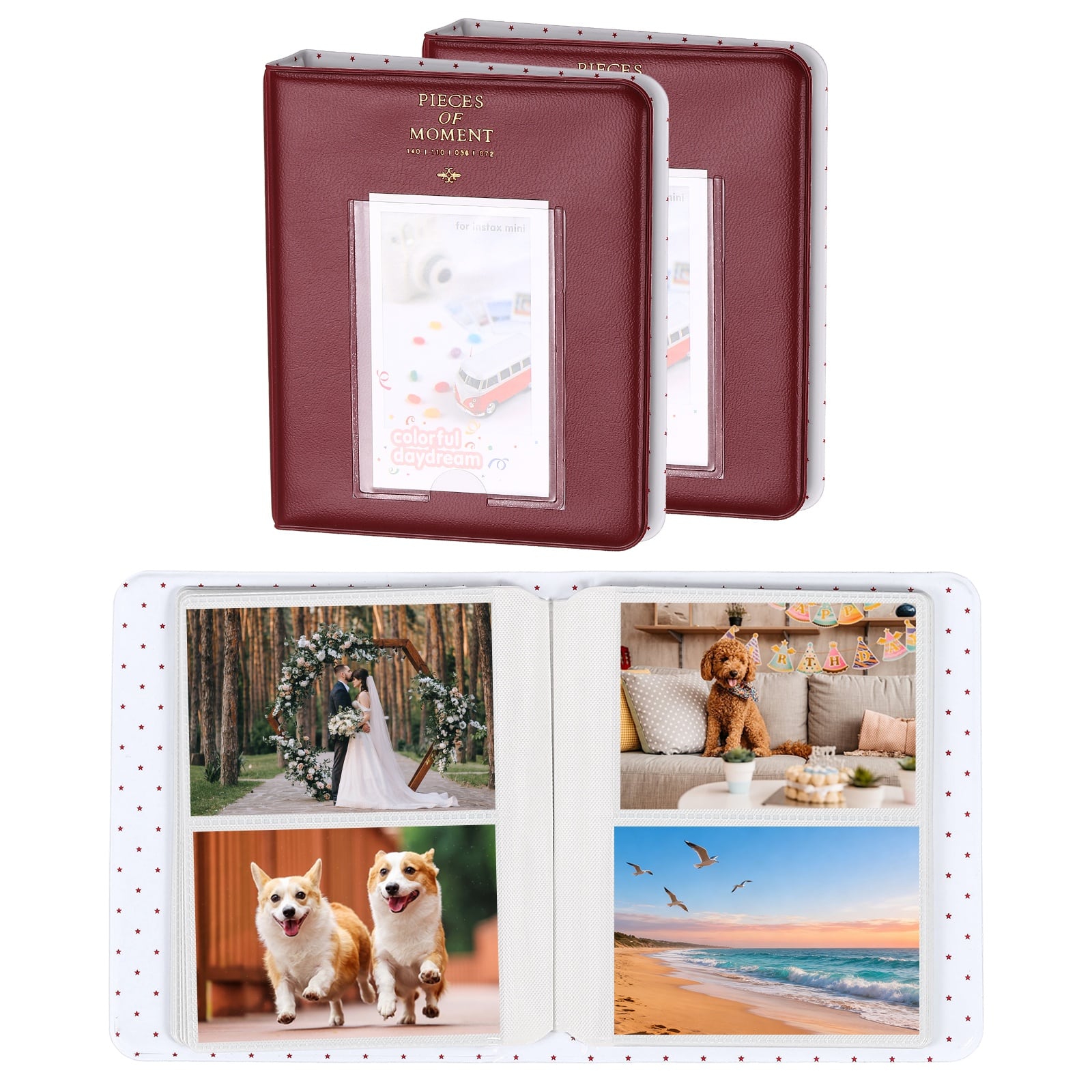 Unique Bargains - 2pcs Small Photo Album, 4x6 Inch Pockets Book with 16 Pages Holds 64 3-inch Photos for Fujifilm Travel - Dark Red price history on PriceWatchPro