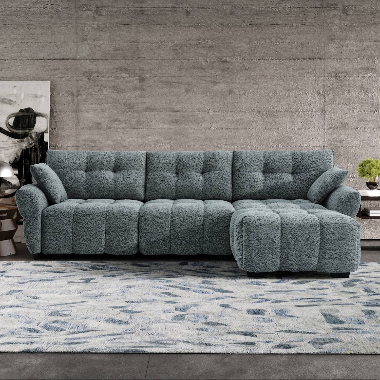 Angle. Homsee - Modern L-Shaped Sectional Sofa Couch  4-Seater Living Room Furniture Comfortable Cushions Durable Wood Frame - Gray.