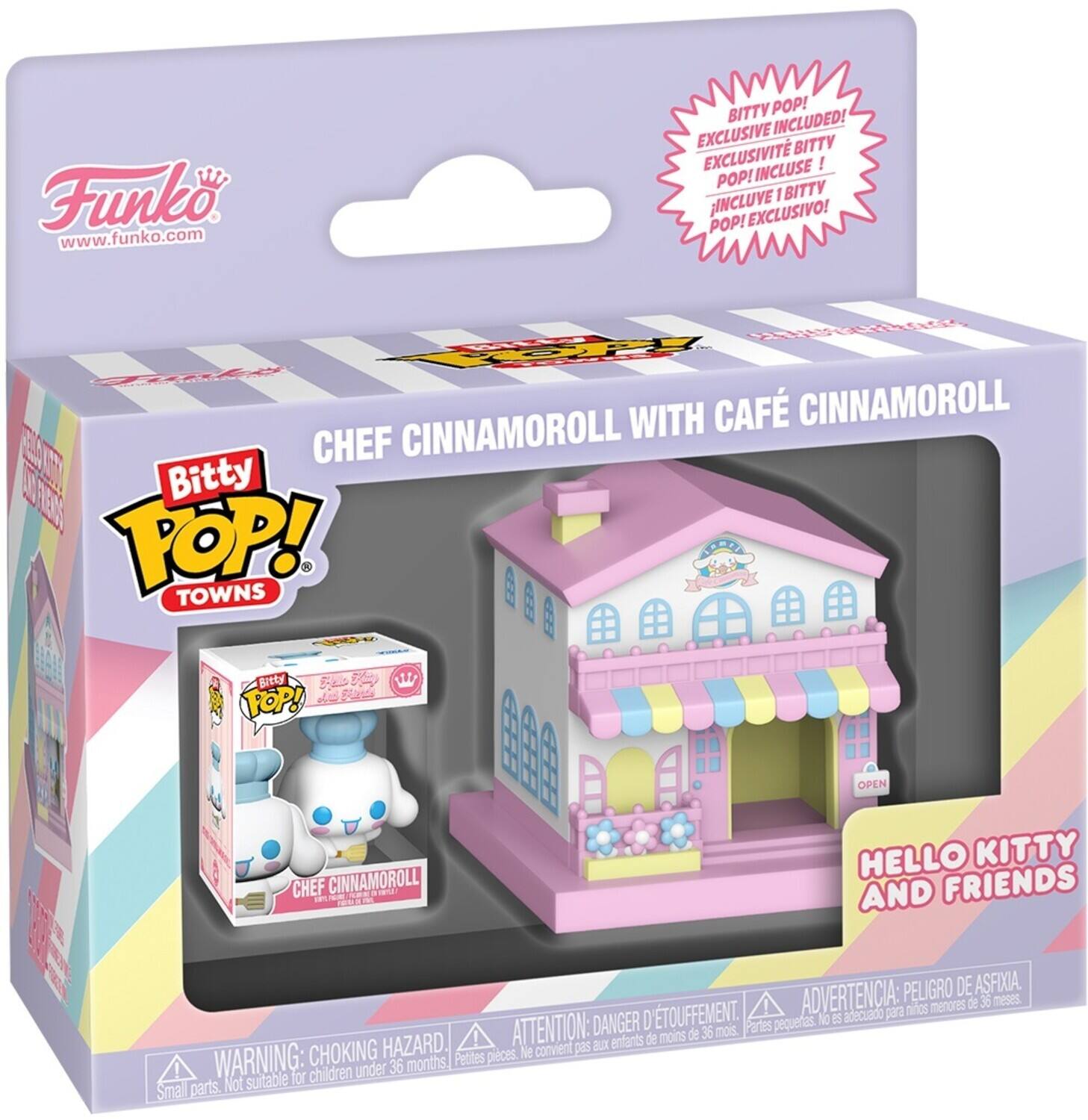 Funko www.funko.com

BITTY POP! EXCLUSIVE INCLUDED! EXCLUSIVITÉ BITTY INCLUSE! POP! I BITTY INCLUVE EXCLUSIVO! POP! WITH CAFÉ CINNAMOROLL E CHEF CINNAMOROLL

Bitty POP! TOWNS

HELLO KITTY AND FRIENDS

WARNING: CHOKING HAZARD. Small parts. Not suitable for children under 36 months.