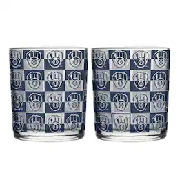 Logo Brands - Two-Pack 12oz. Gridiron Stained Rocks Glass Set - Multicolor