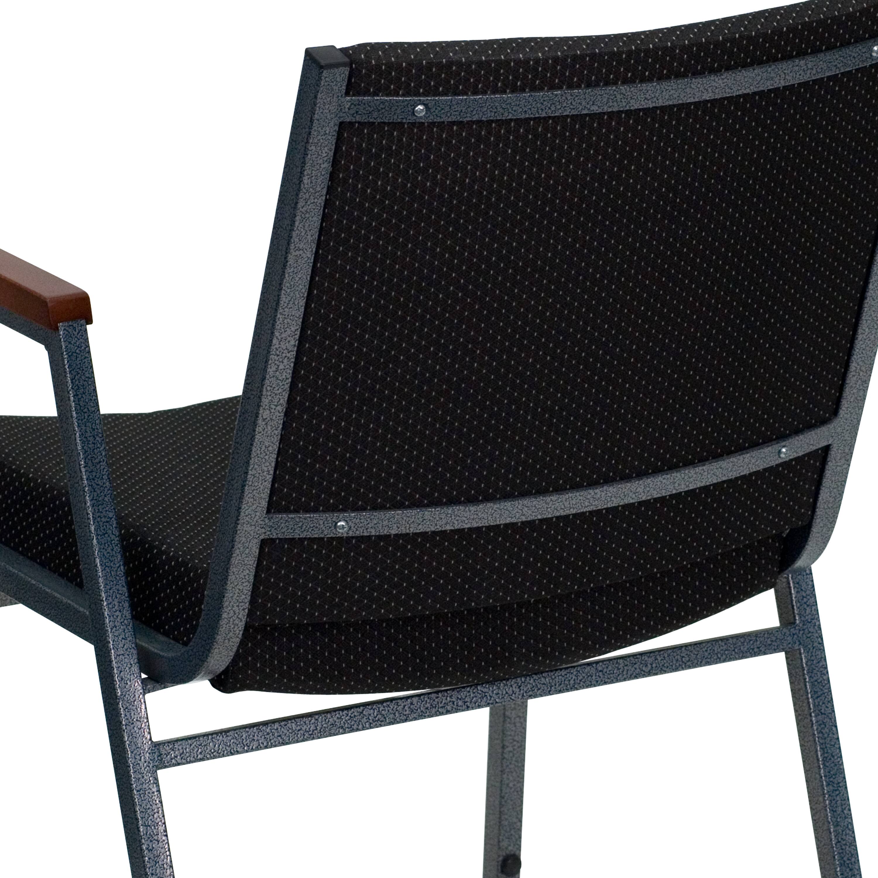 Alt View 8. Emma + Oliver - Heavy Duty Reception/Guest Stack Chair with Arms - Black Patterned Fabric.