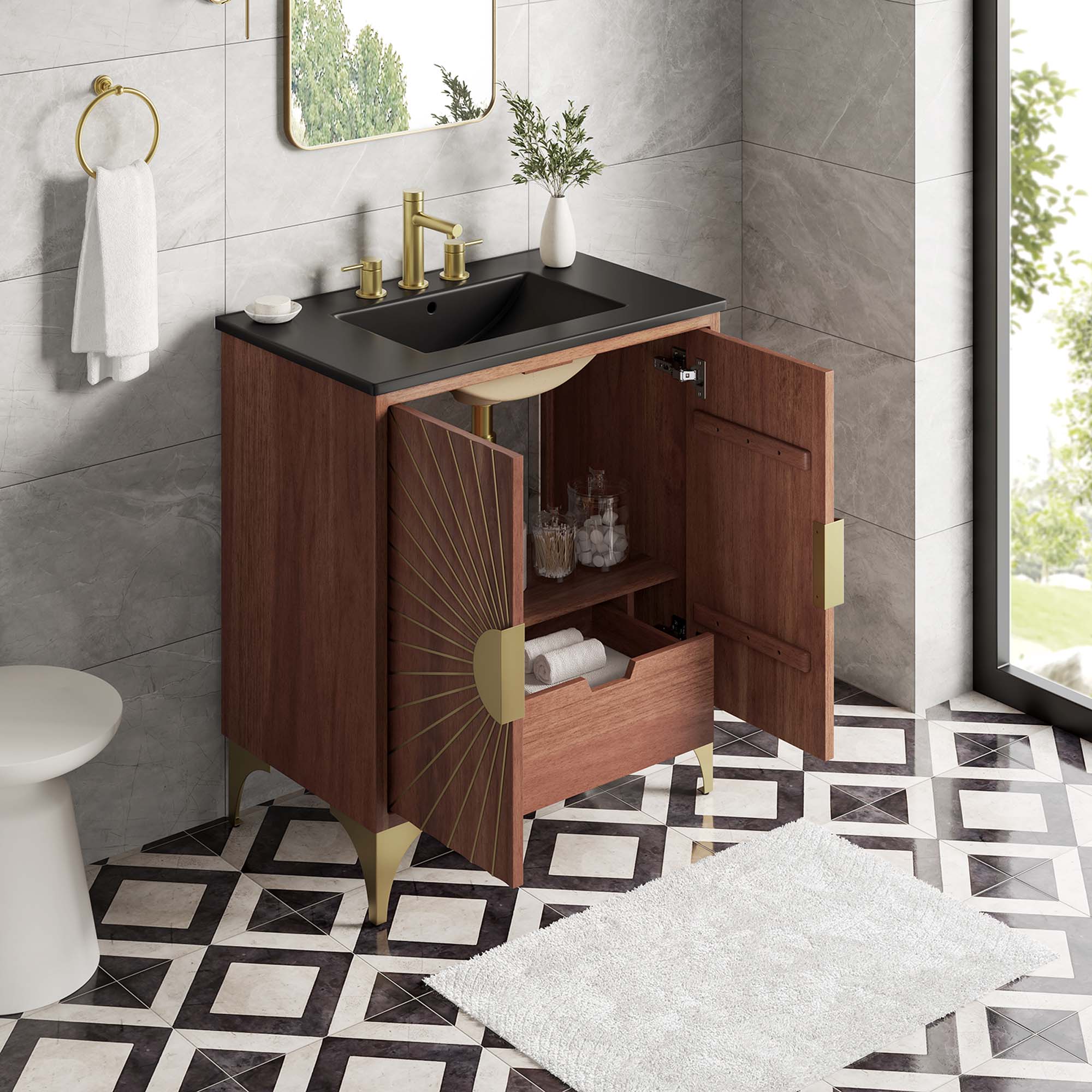 Alt View 1. Modway - Daylight Bathroom Vanity Basin Included by Modway - Black Walnut.