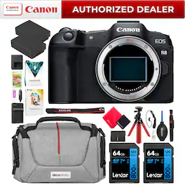 Canon - EOS R8 Full Frame Mirrorless Camera Body + Essential Accessories Kit Bundle