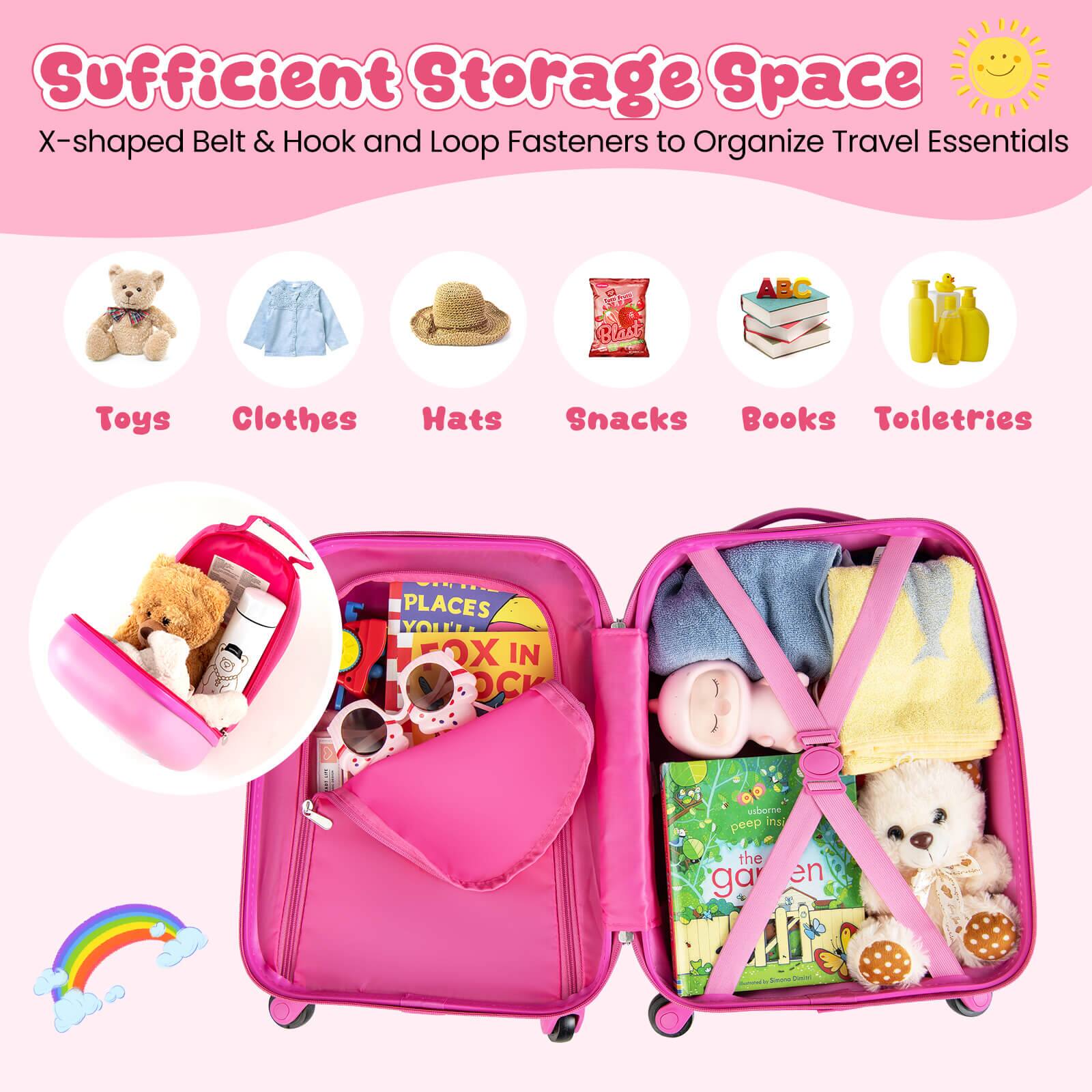 Sufficient Storage Space  
X-shaped Belt & Hook and Loop Fasteners to Organize Travel Essentials  

Toys  
Clothes  
Hats  
Snacks  
Books  
Toiletries  

PLACES YOU'LL FOX IN ROCK