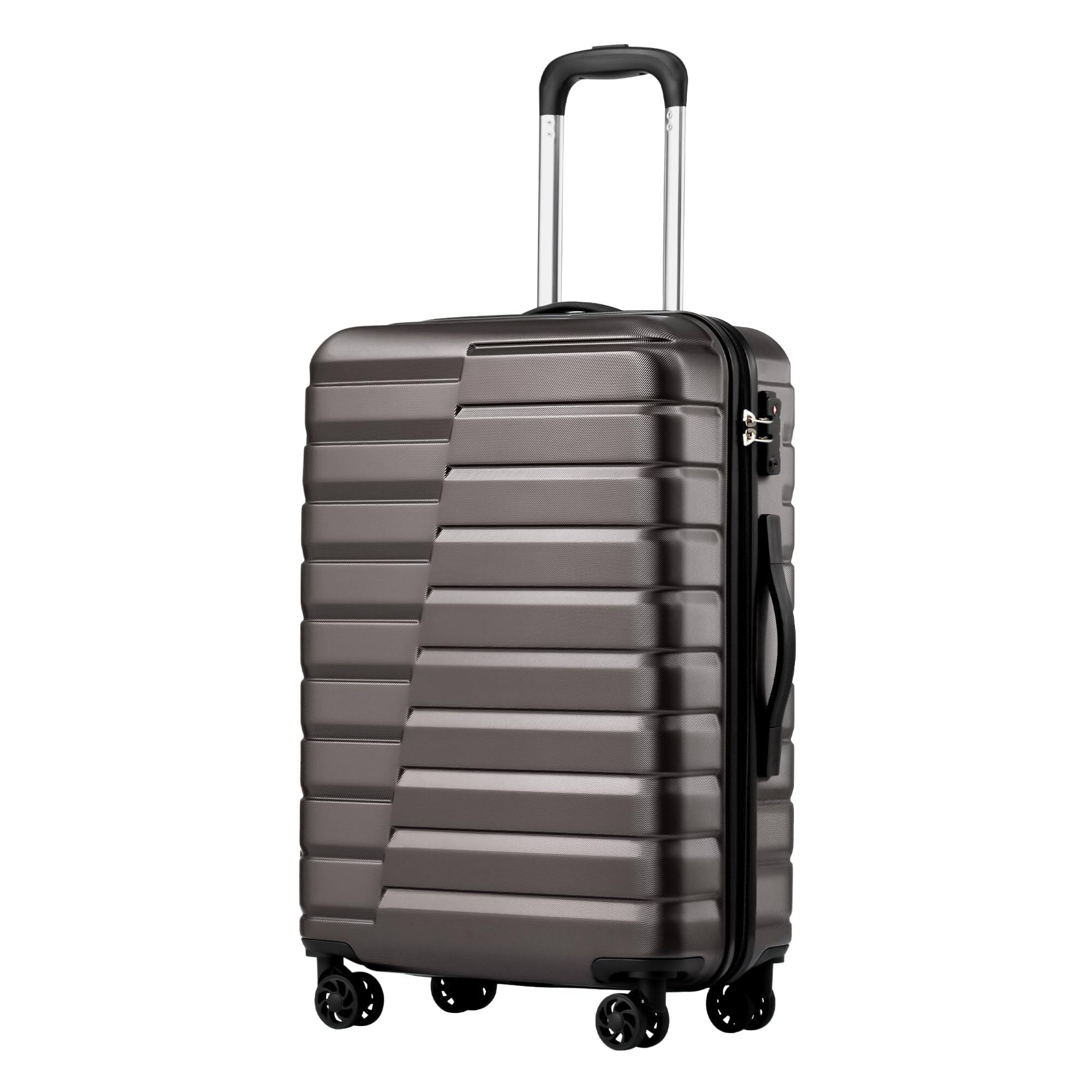 Front. Vulpecula Spade - Carry On Luggage Airline Approved with Wheels Hard Shell Suitcase Spinner TSA Lock Telescopic Handle 20-inch,Gray - gray.