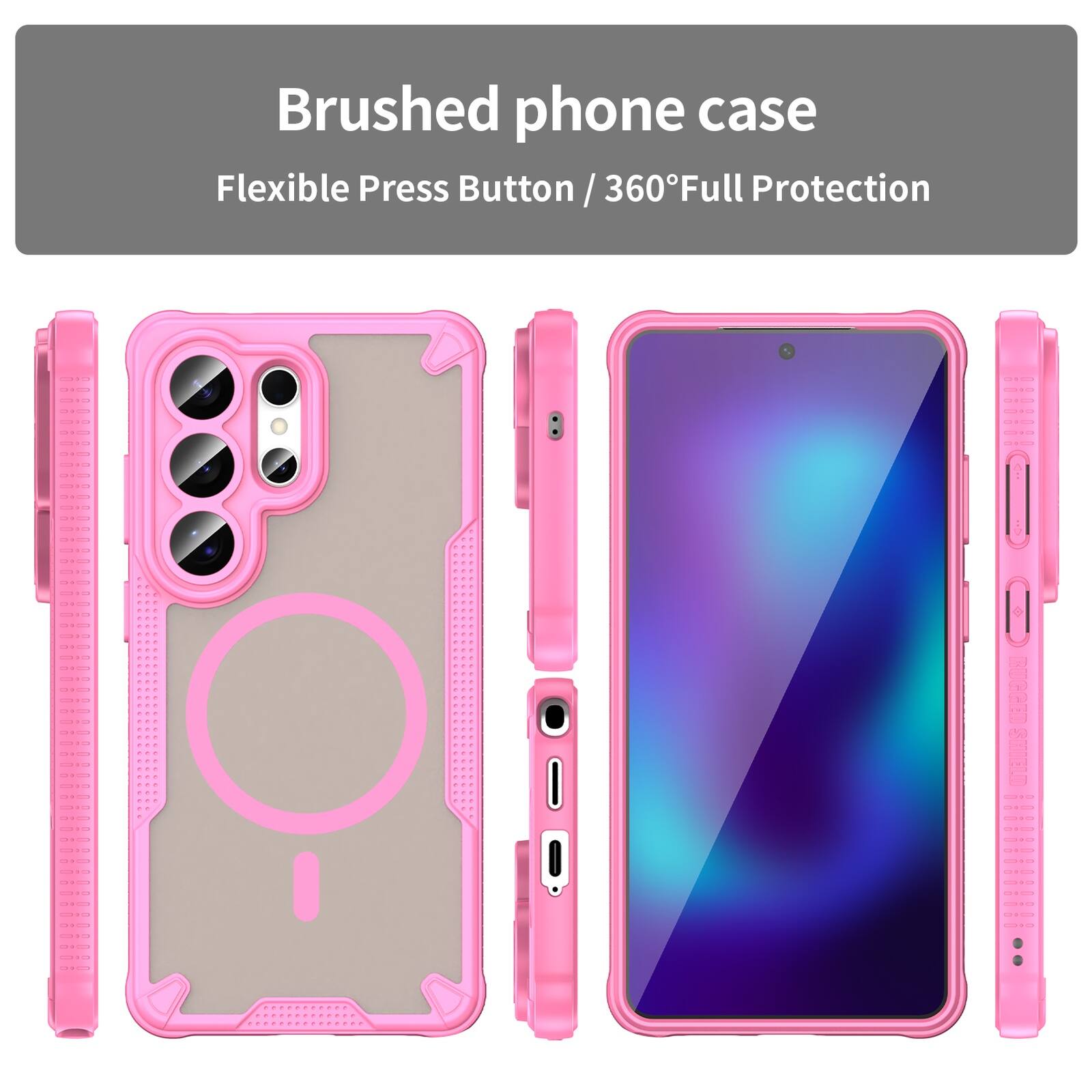 Brushed phone case  
Flexible Press Button / 360° Full Protection