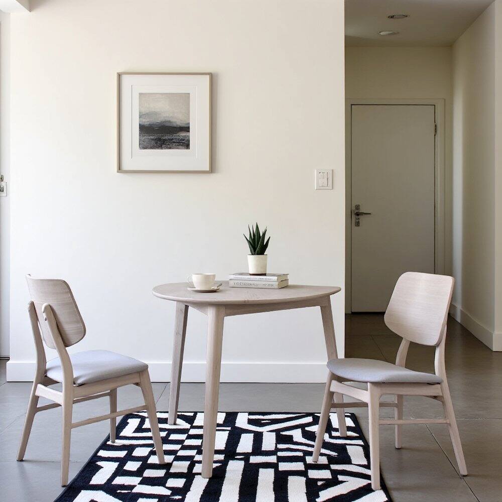 Angle. FurniFact - White Solid Wood Small Dining Table with 2 Chairs - White.