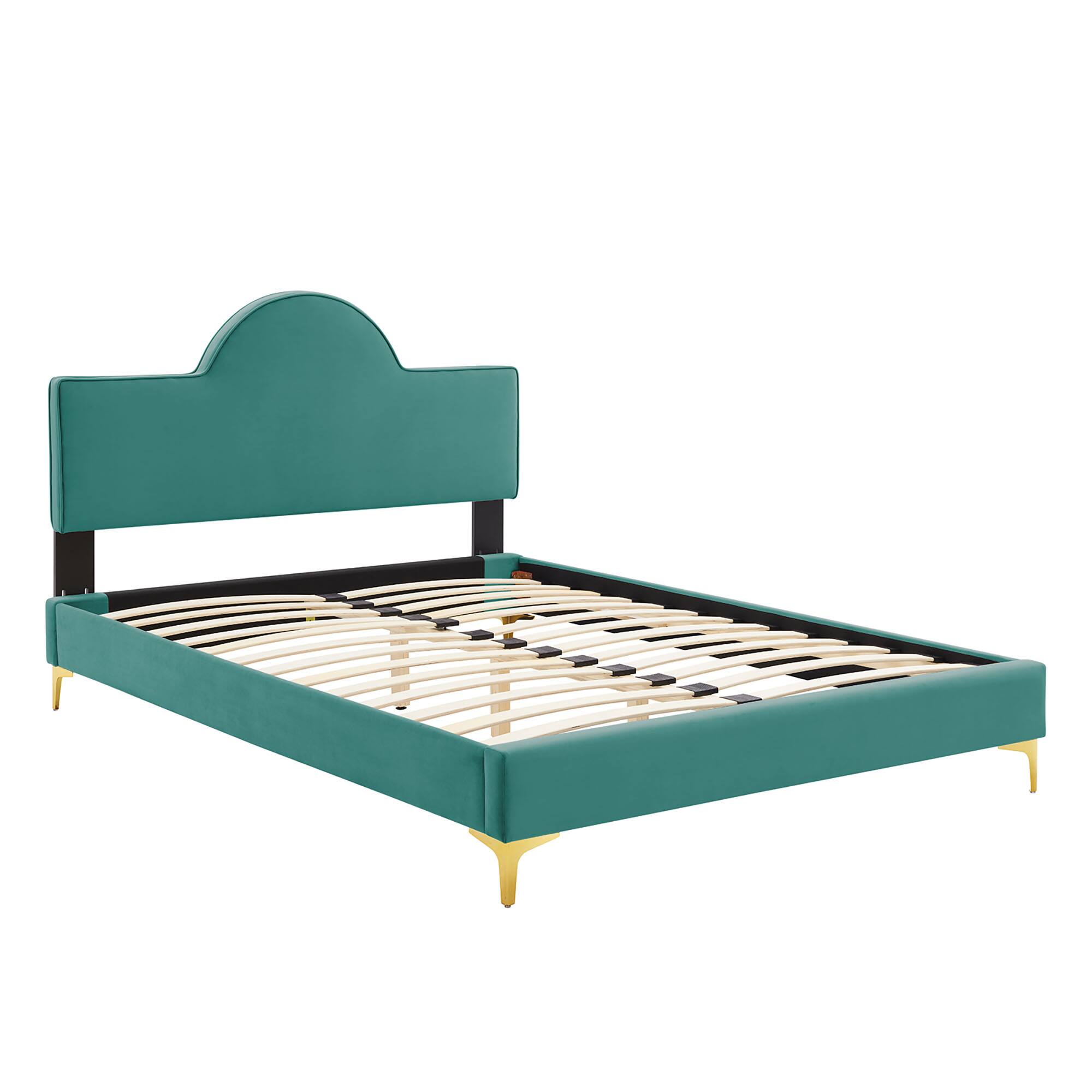 Back. Modway - Sofia Channel Tufted Performance Velvet Queen Platform Bed - White.