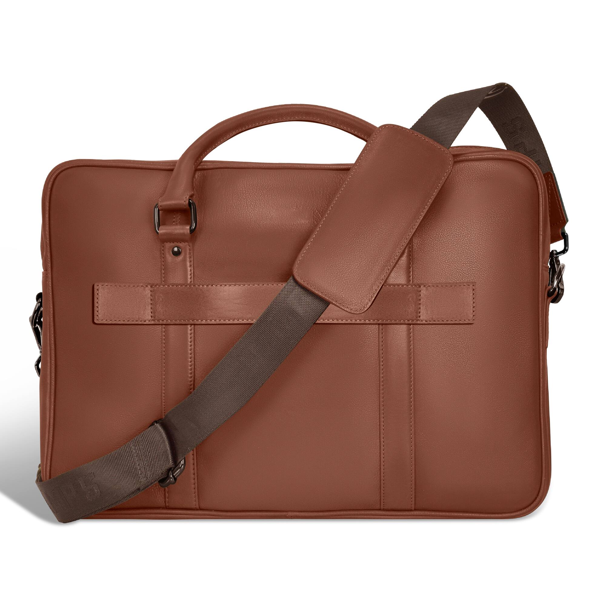 Alt View 2. Champs - Onyx Leather Slim Laptop Briefcase - Brown.