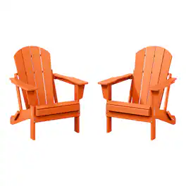 WestinTrends - Malibu Outdoor HDPE Folding Poly Adirondack Chairs (Set of 2) - Orange