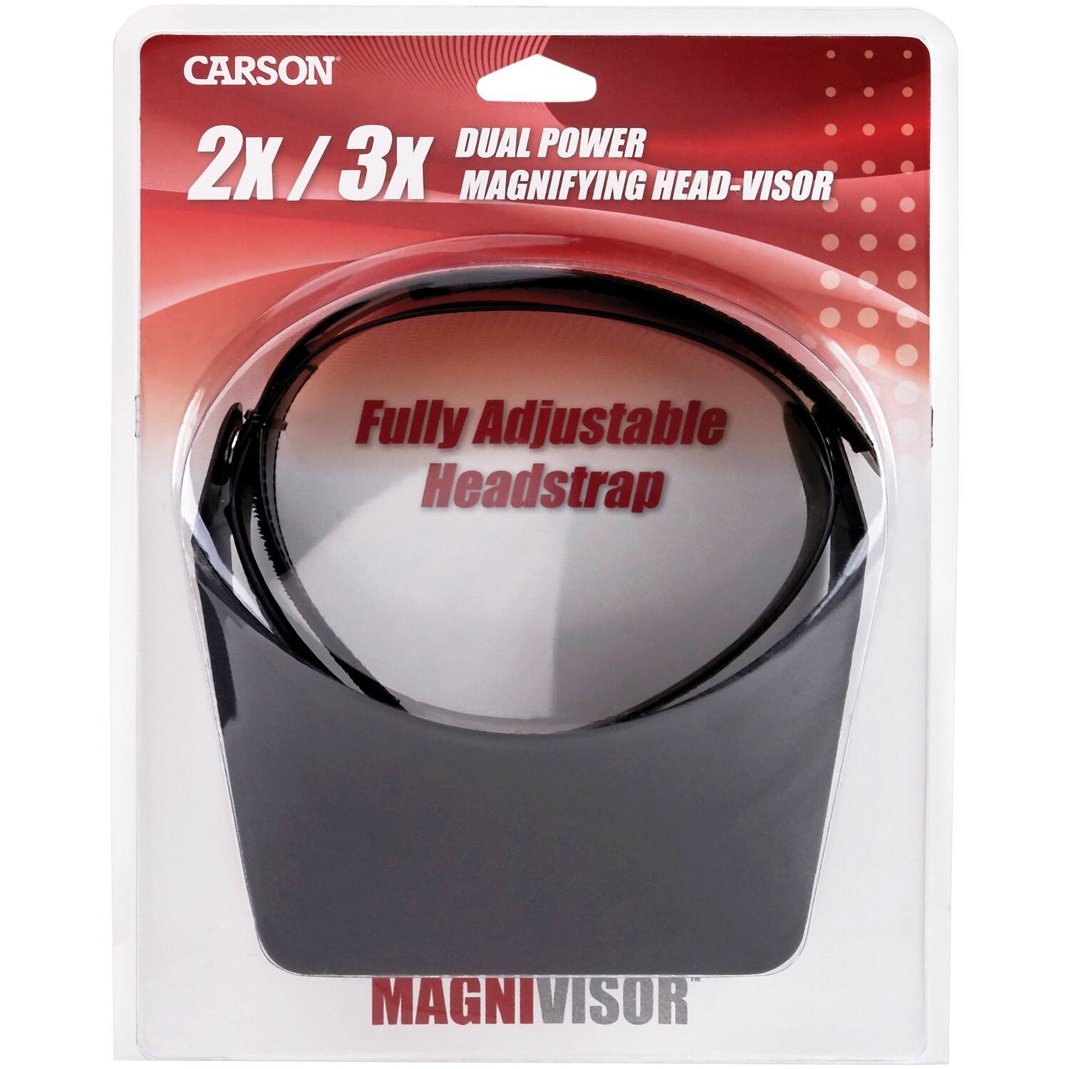 CARSON DUAL POWER 2X/3X MAGNIFYING HEAD-VISOR  
Fully Adjustable Headstrap  
MAGNIVISOR