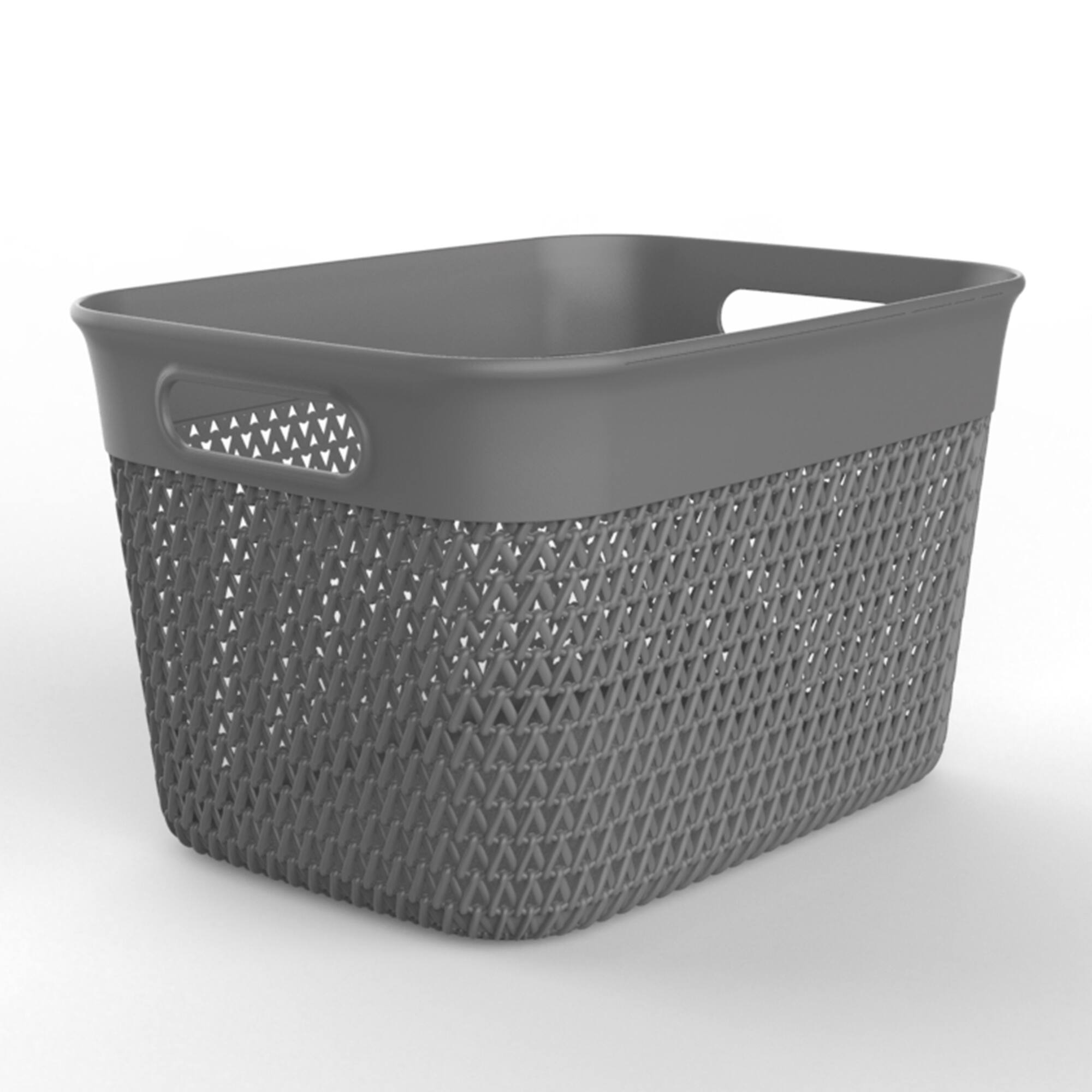 Alt View 4. Life Story - Life Story 16 Qt Decorative Storage Basket, Large Plastic Home Organizer, Gray - Gray.