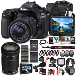 Canon - EOS 80D DSLR Camera W/ 18-55mm Lens and EF-S 55-250mm Lens Pro Bundle (International Version)