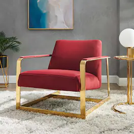 Seg Performance Velvet Accent Chair by Modway - Gold Maroon