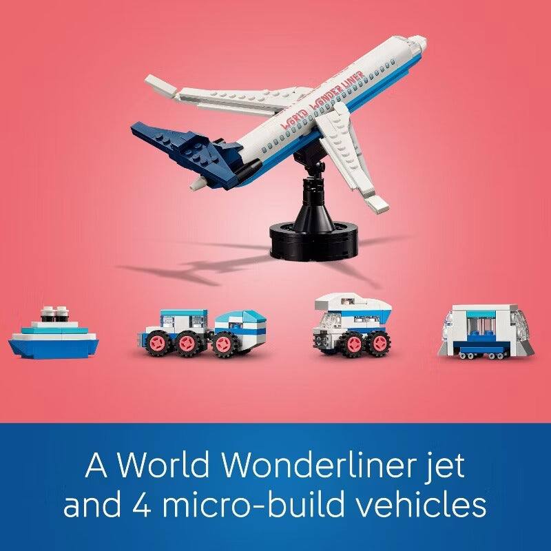 A World Wonderliner jet and 4 micro-build vehicles
