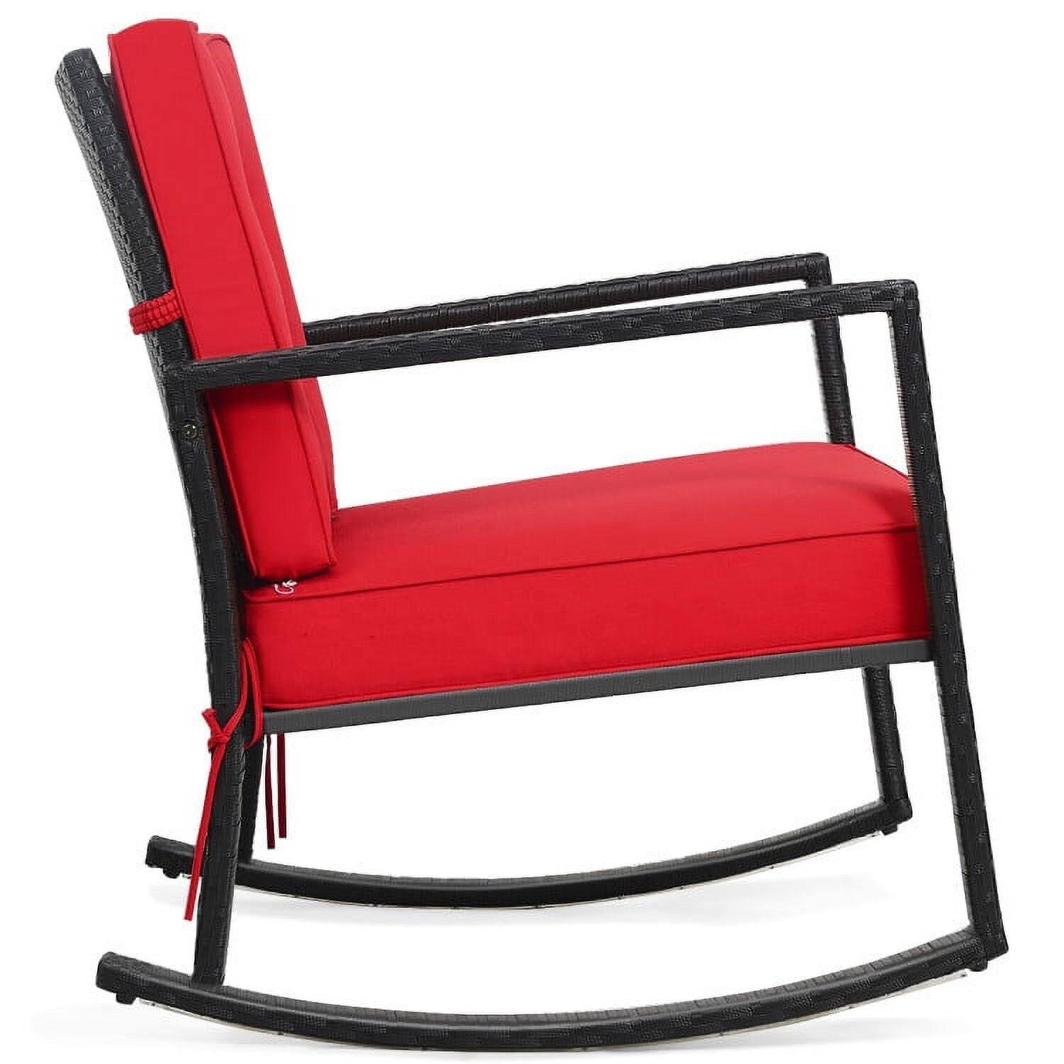 Alt View 2. Kadyn - Patio Rattan RockerOutdoor Glider Rocking Chair Cushion LawnOutdoor Furniture for PorchBackyardIndoor and Garden Red - Red.