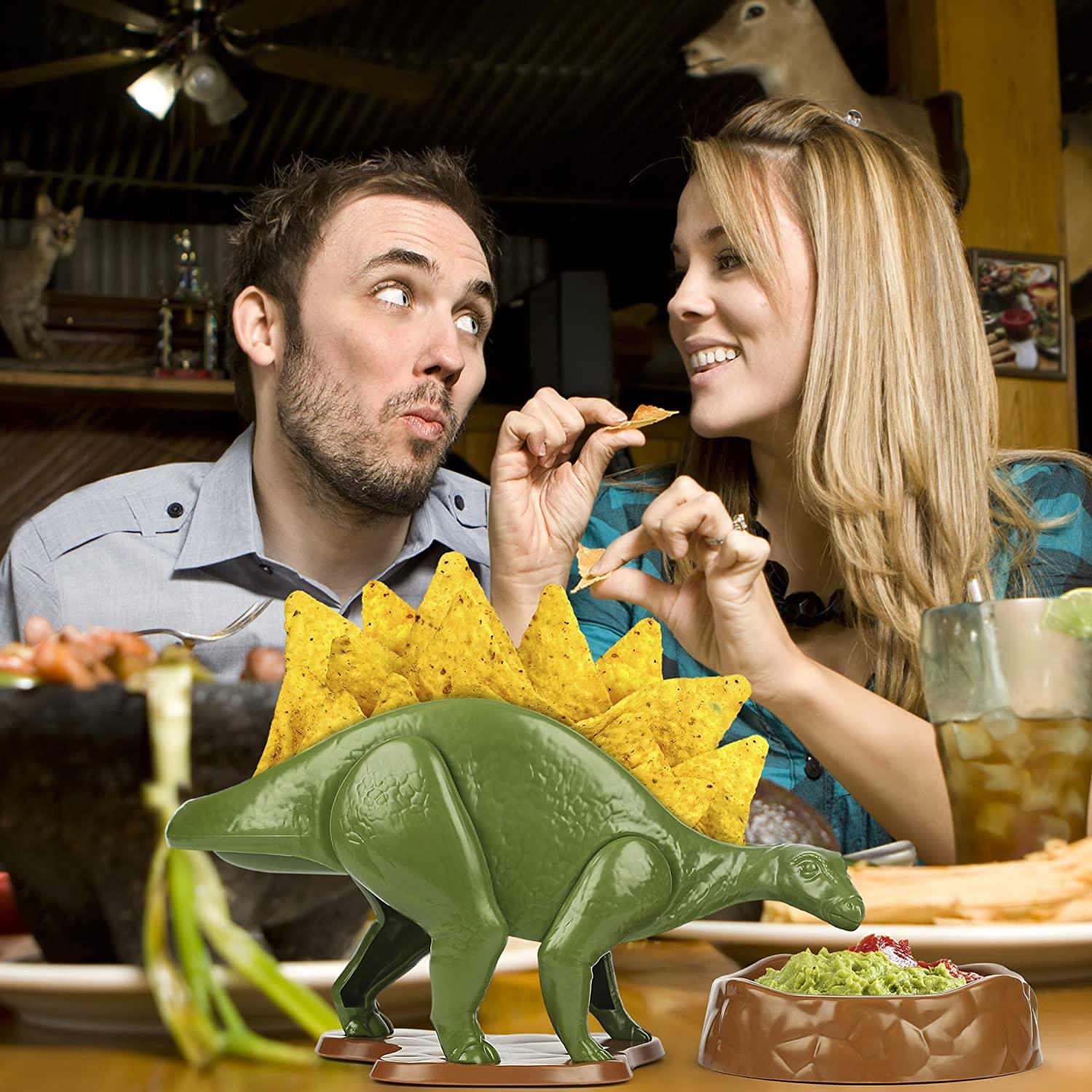 Alt View 2. UT Brands - NACHOsaurus Sculpted Dinosaur Snack & Dip Bowl Set - Green.