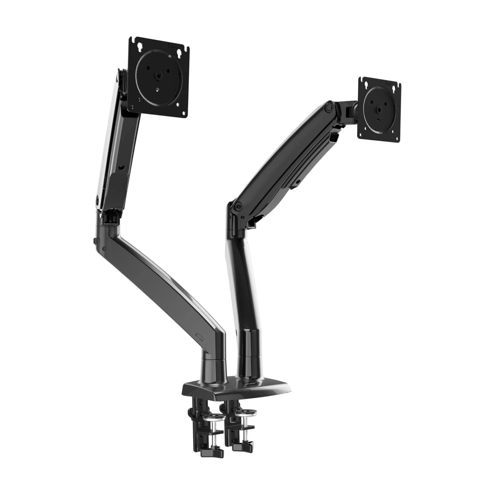 HUANUO - Dual Monitor Desk Mount with Gas Spring Arms - Black - Front_Zoom