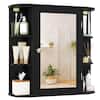 Front. Costway - Costway Multipurpose Mount Wall Surface Bathroom Storage Cabinet Mirror Black - Black.