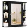 Costway - Multipurpose Mount Wall Surface Bathroom Storage Cabinet Mirror - Black