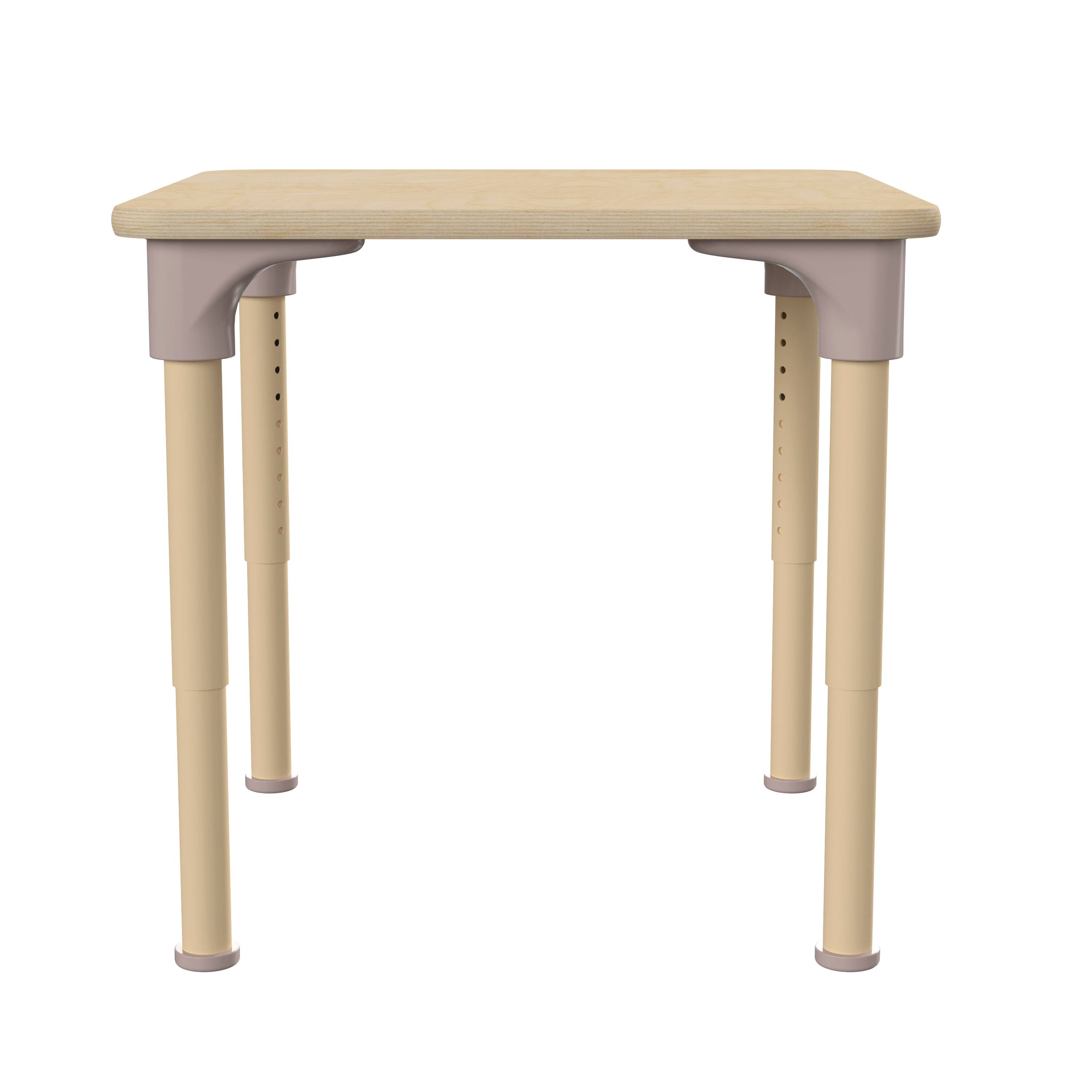 Left. Flash Furniture - Bright Beginnings 24" Square Commercial Grade Wooden Adjustable Height Classroom Activity Table - Metal Legs Adjust From - Natural.