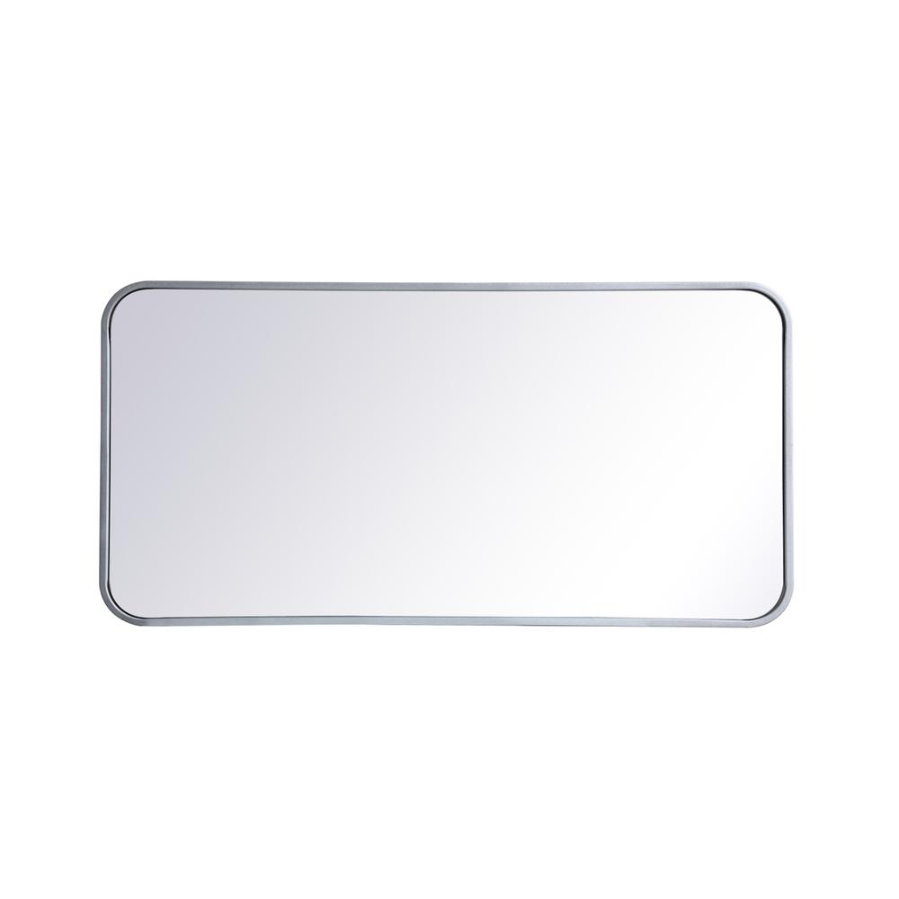 Back. Elegant Decor - Soft corner metal rectangular mirror 18x36 inch in Silver - Silver.