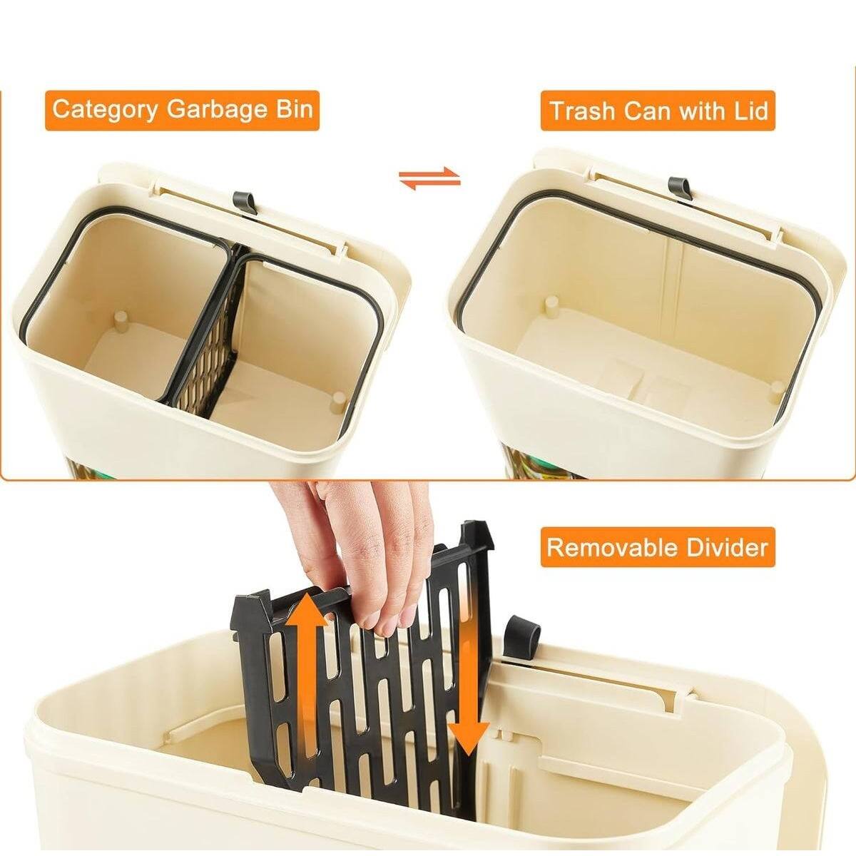 Category: Garbage Bin  
Trash Can with Lid  
Removable Divider