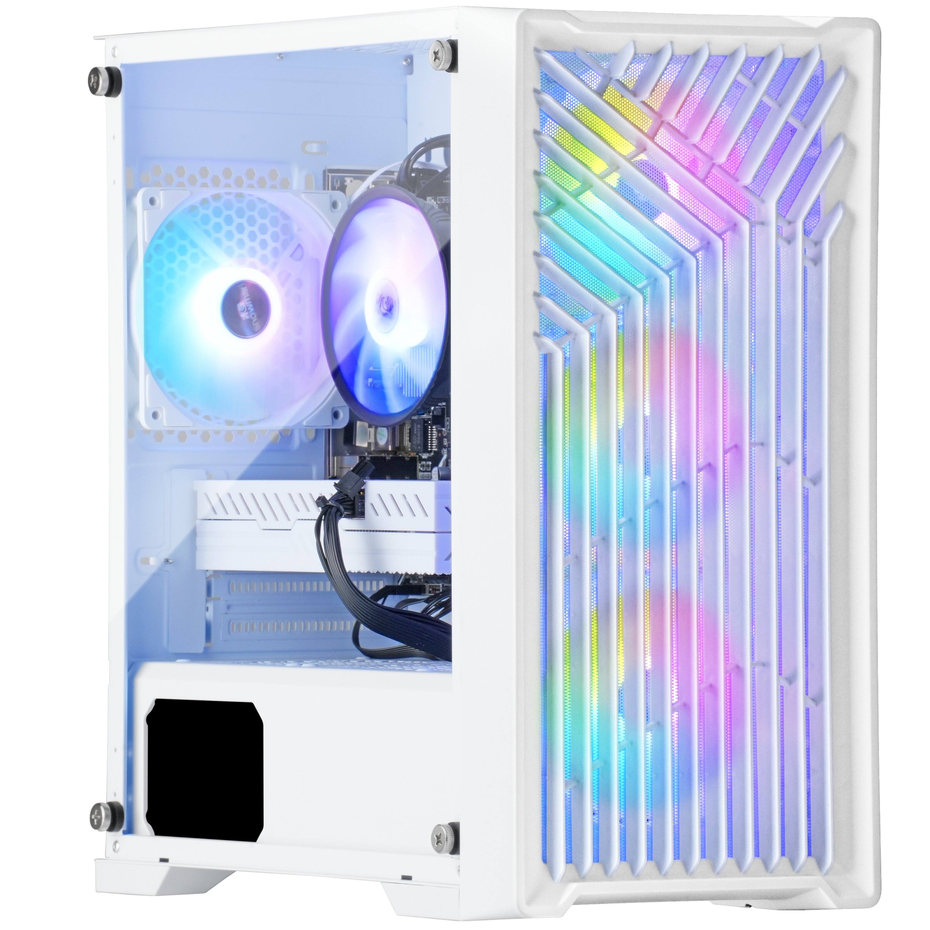 Angle. Blackout Computers - Eclipse V2 - Gaming Desktop - Intel Core i7 - AMD RX 580 8GB - 16GB Memory - 1TB PCIE 3.0 SSD - Windows 11 Pro - RGB VR - Matte White.