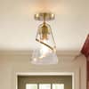 Front. Parrot Uncle - 7” Modern Gold Glass Shade Semi-Flush Mount Ceiling Light - Gold.