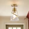 Parrot Uncle - 7” Modern Glass Shade Semi-Flush Mount Ceiling Light - Gold