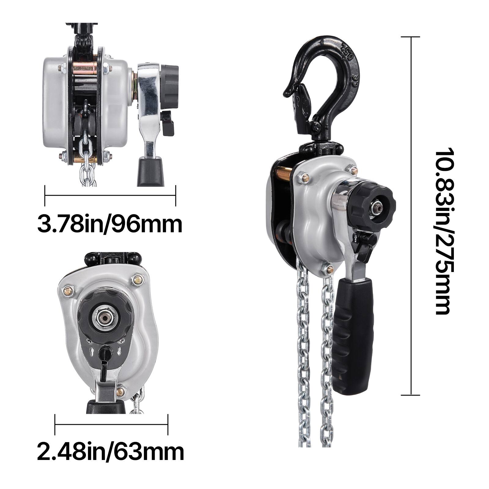 3.78in/96mm  
10.83in/275mm  
2.48in/63mm