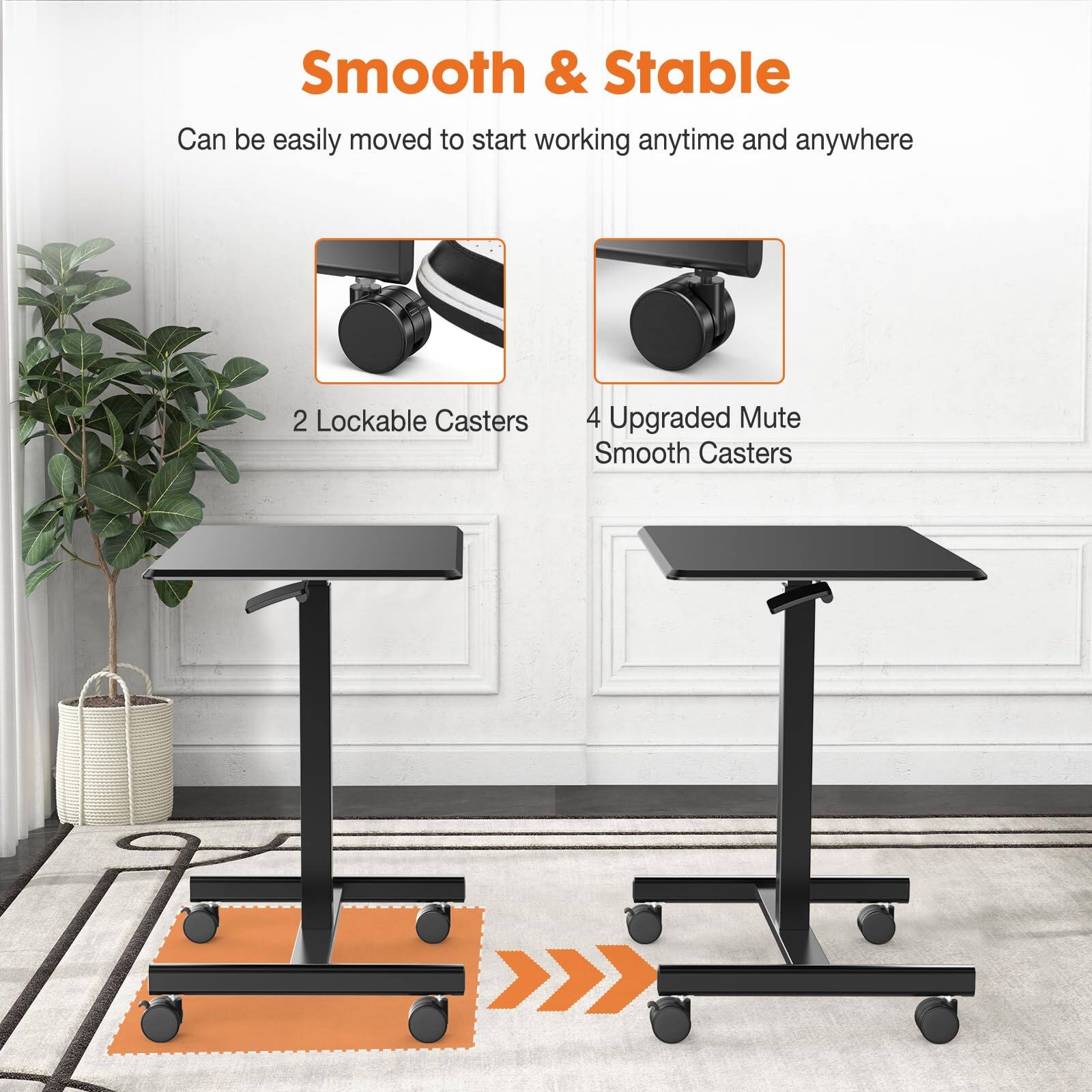 Smooth & Stable  
Can be easily moved to start working anytime and anywhere  

2 Lockable Casters  

4 Upgraded Mute Smooth Casters