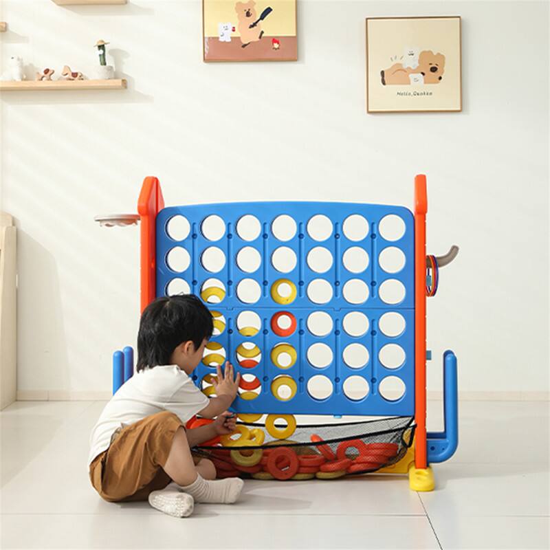 Alt View 2. HTUTWOO - 4-to-Score Giant Game Set - Jumbo Connect 4, Basketball Hoop, Golf Games, Ring Toss with Mesh Bag, Height Adjustable.
