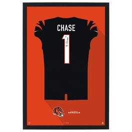 Sporticulture - Ja'Marr Chase Cincinnati Bengals Home Jersey Framed Art Print - Black