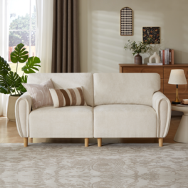 Electra Tech Xpress - Modern Chenille Upholstered Couch, Large Loveseat for Small Space - White