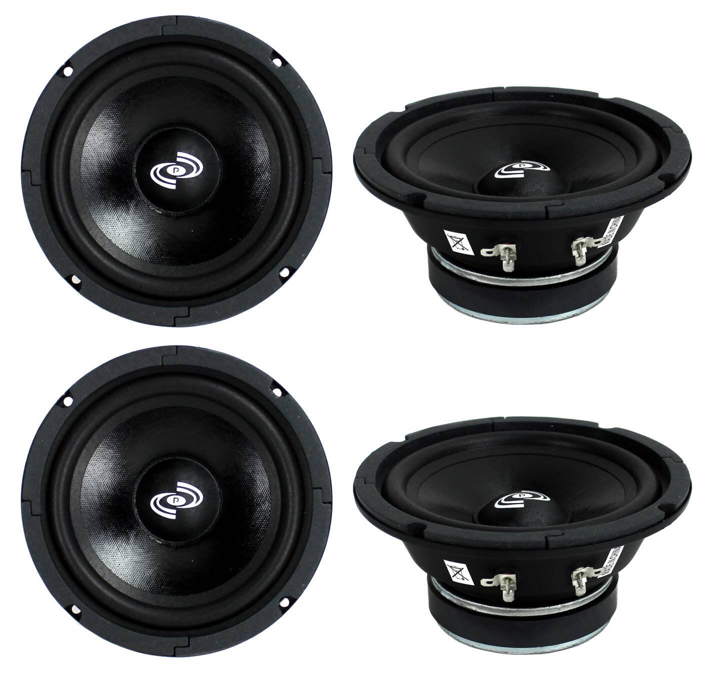 4) Pyle PDMR6 MidRange 6.5" 1200W Car Mid Bass Mid Range Woofers Audio Speakers - Black