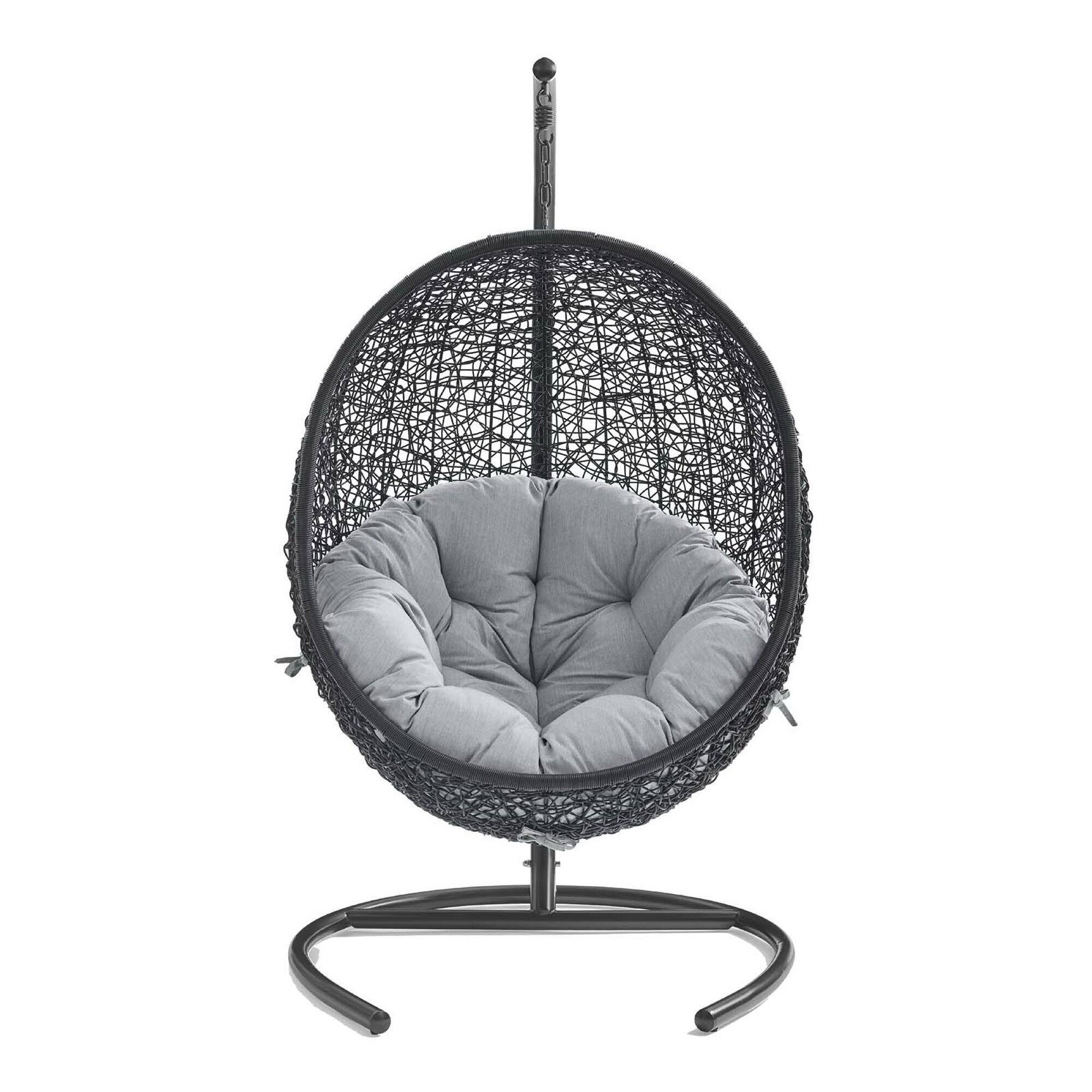 Back. Modway - Encase Sunbrella® Swing Outdoor Patio Lounge Chair by Modway - Black Gray.