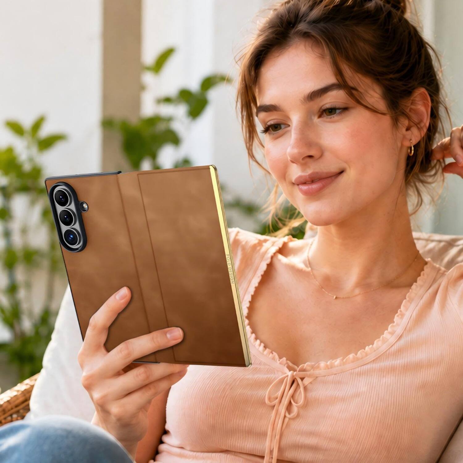 Alt View 2. Dteck - Full Body Case for Samsung Galaxy Z Fold8 Ultra Business Faux Leather Shockproof Hinge Protection Folio Cover - Black.