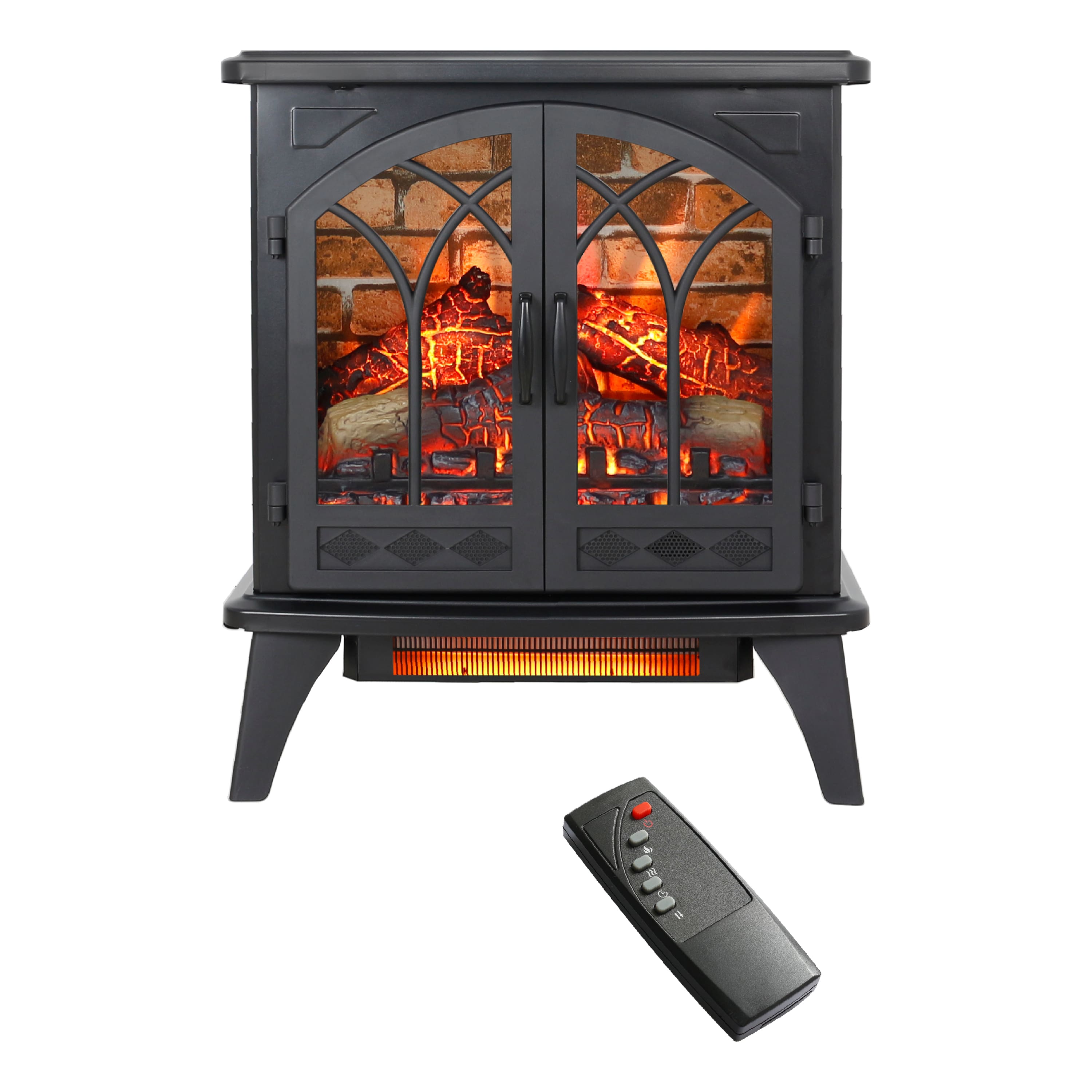 GOODSILO - 24"" Electric Infrared Quartz Fireplace Stove with Remote - Freestanding Design - Antique Black
