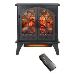 GOODSILO - 24"" Electric Infrared Quartz Fireplace Stove with Remote - Freestanding Design - Antique Black