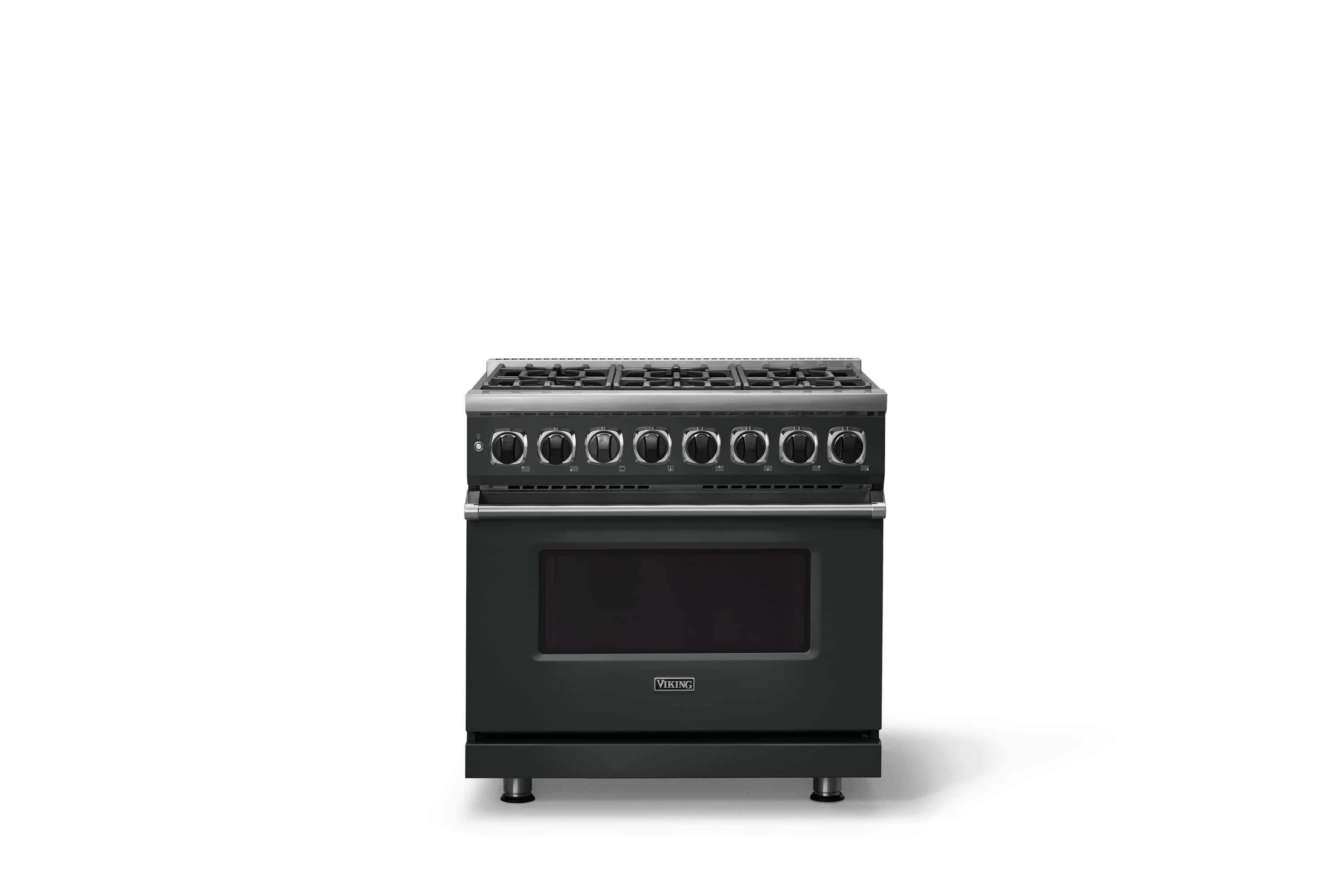Front. Viking - 36 in. Wide 6 Burner Dual Fuel Sealed Burner Range-LP - Antique Bronze.