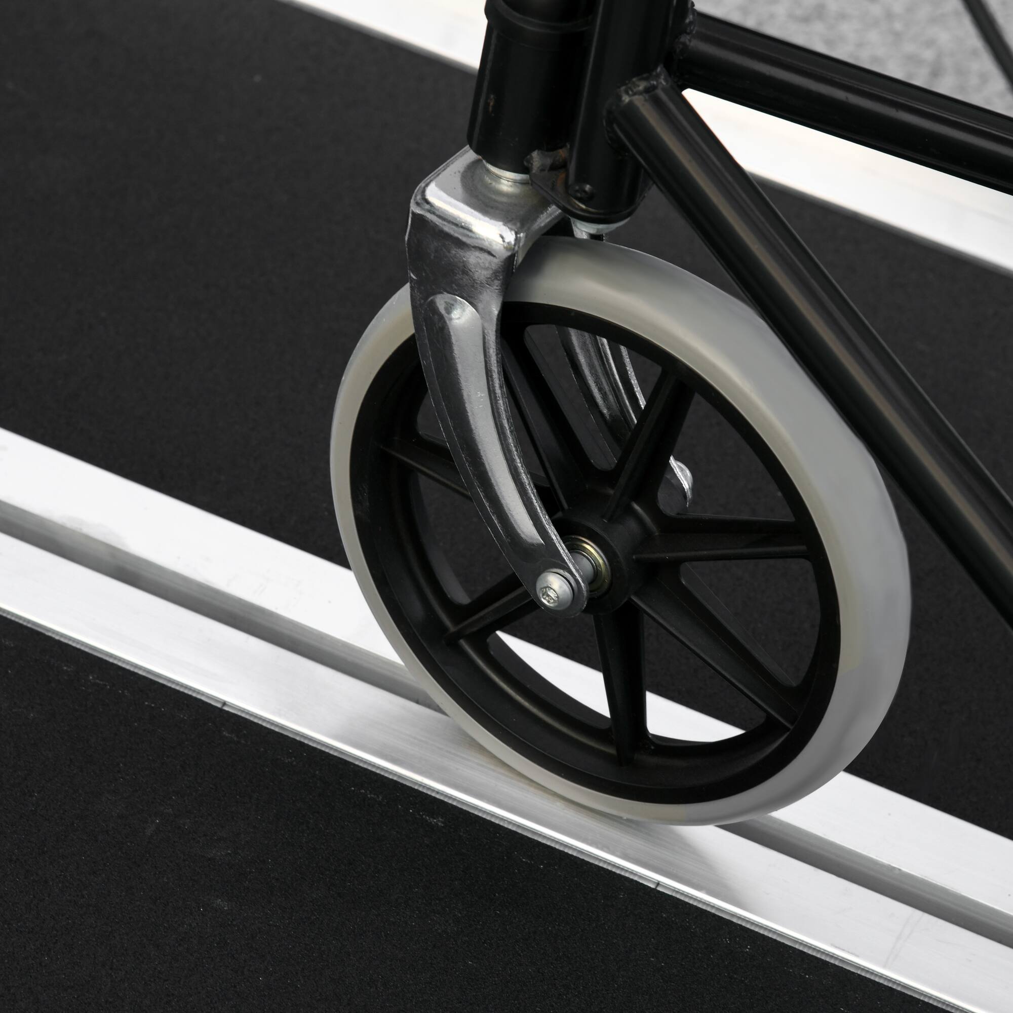 Alt View 7. Homcom - FSA/HSA Eligible 3FT Folding Aluminum Wheelchair Ramp, Non-Slip Threshold Ramp, 594lbs Capacity for Home/Doorways/Curbs - silver.