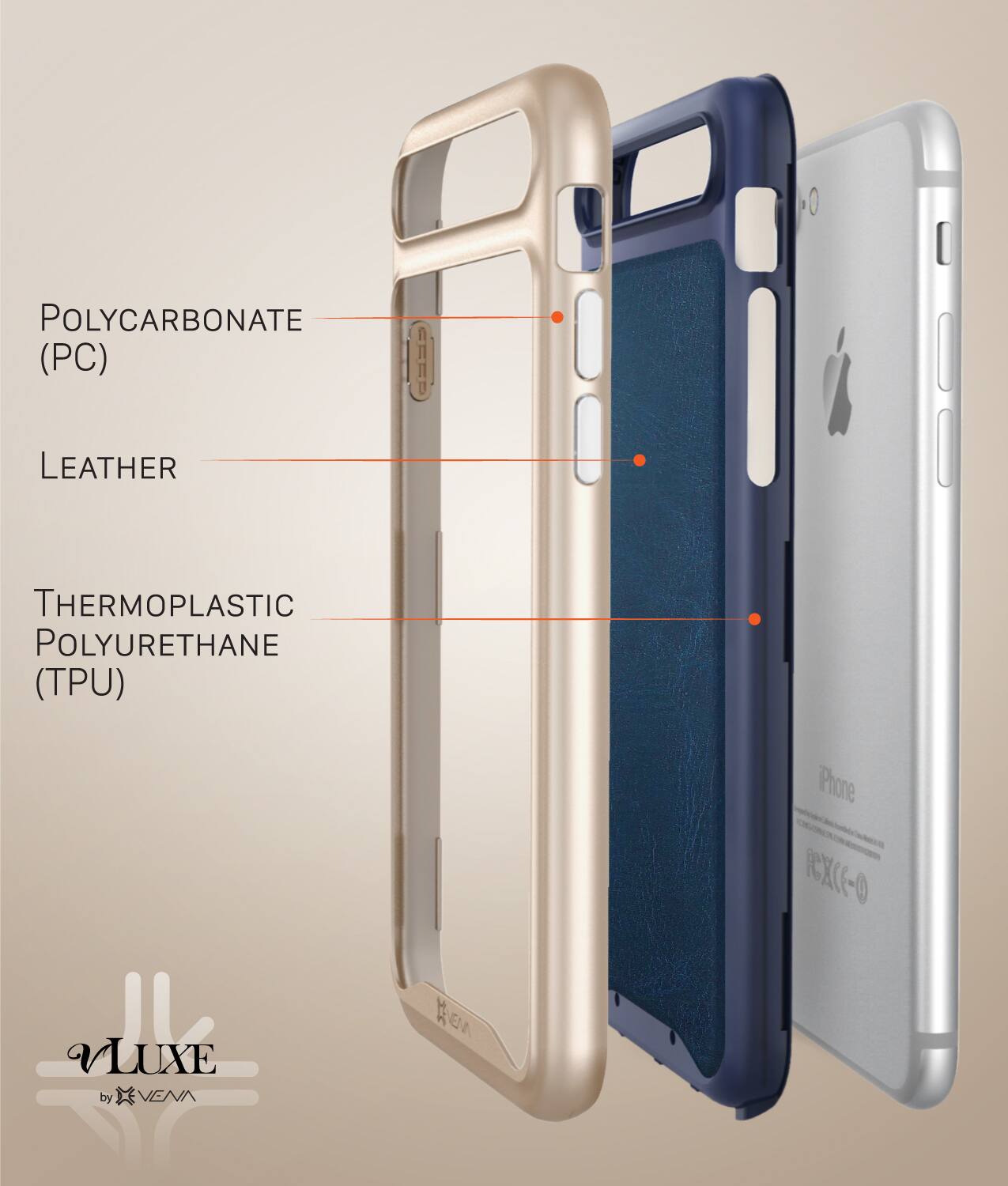 POLYCARBONATE (PC) LEATHER THERMOPLASTIC POLYURETHANE (TPU) Phone CXC-0 VLUXE by ENN EA