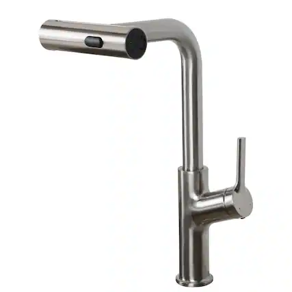 Front. Lordear - Brushed Nickel 360° Pull-Down Kitchen Faucet with 4 Spray Modes - Brushed Nickel.